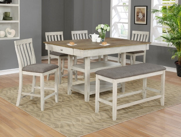 Nina Counter Height Dining Set with 4 Chairs and bench by Crown Mark