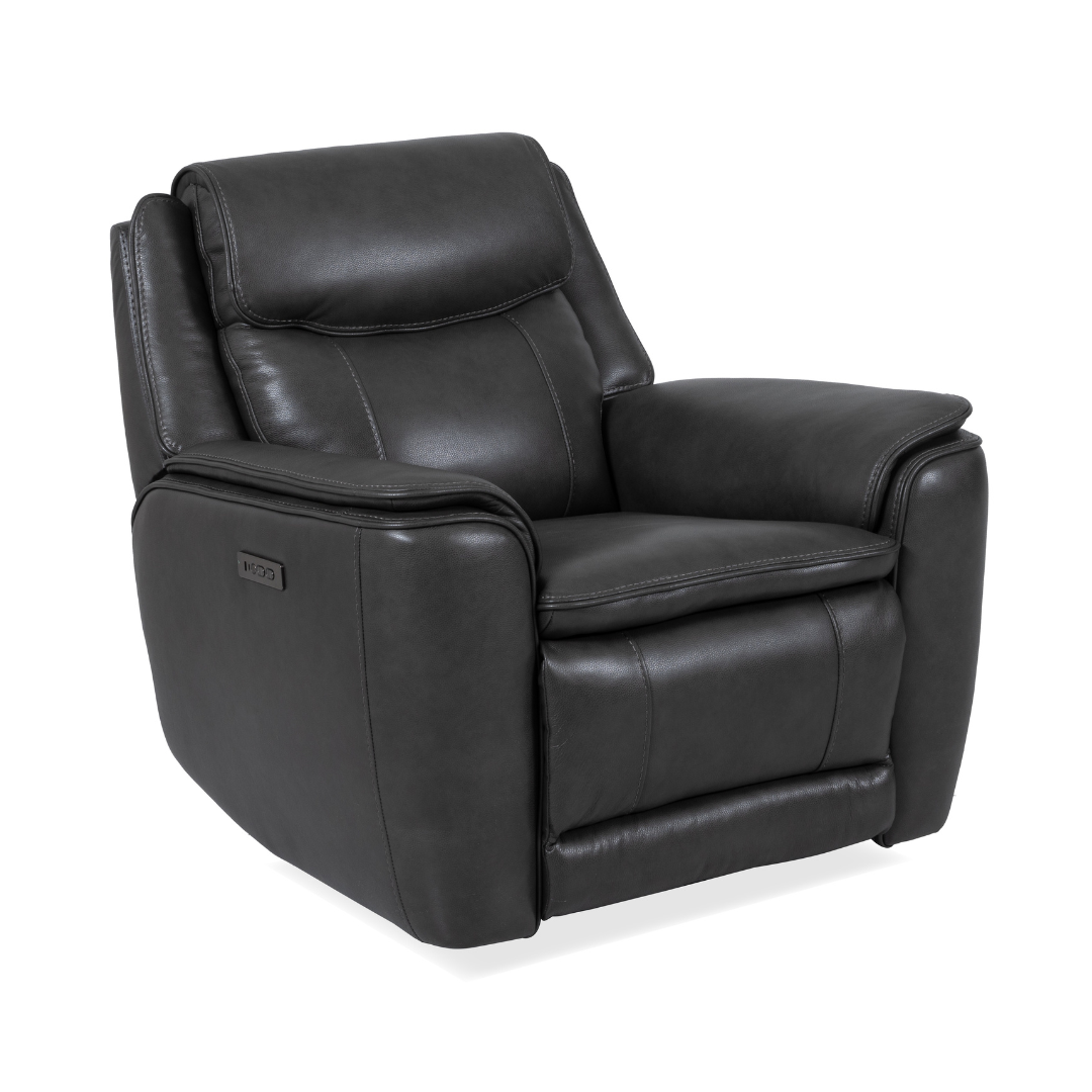 70797 Charcoal Leather Power Recliner by Warehouse M