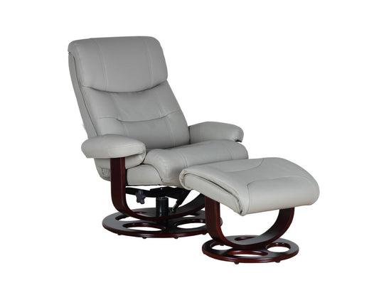 Gray Dawson Pedestal Leather Reclining Chair & Ottoman by Barcalounger