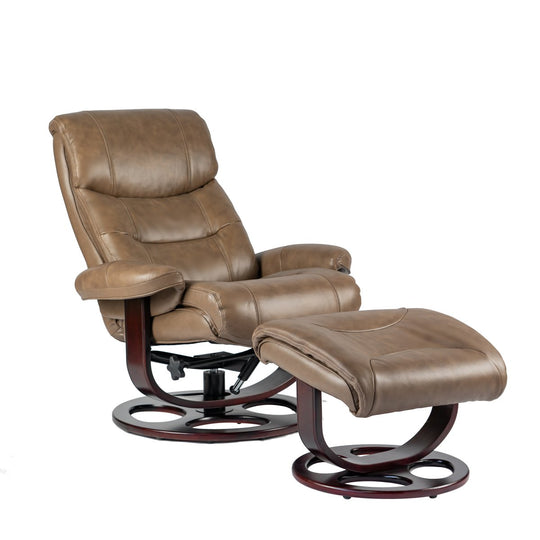 Brown Dawson Pedestal Leather Reclining Chair & Ottoman by Barcalounger
