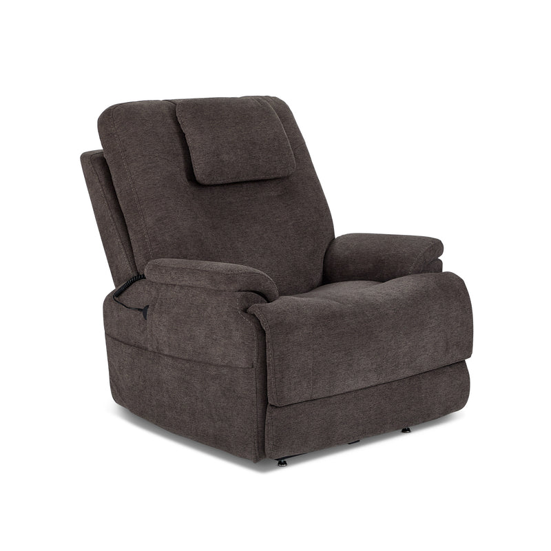 Zecliner Umber Fabric Power Lift Recliner with Power Headrest, Lumbar, Heat & Massage