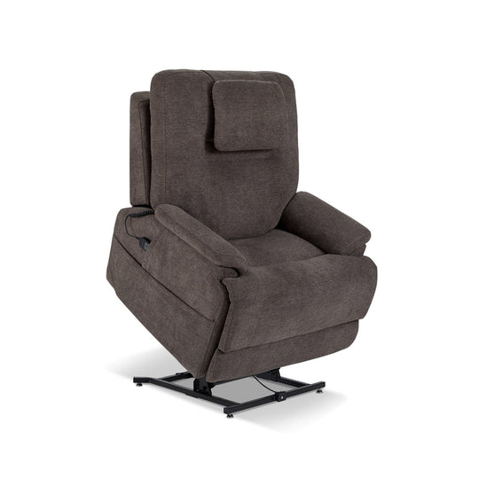 Zecliner Umber Fabric Power Lift Recliner with Power Headrest, Lumbar, Heat & Massage