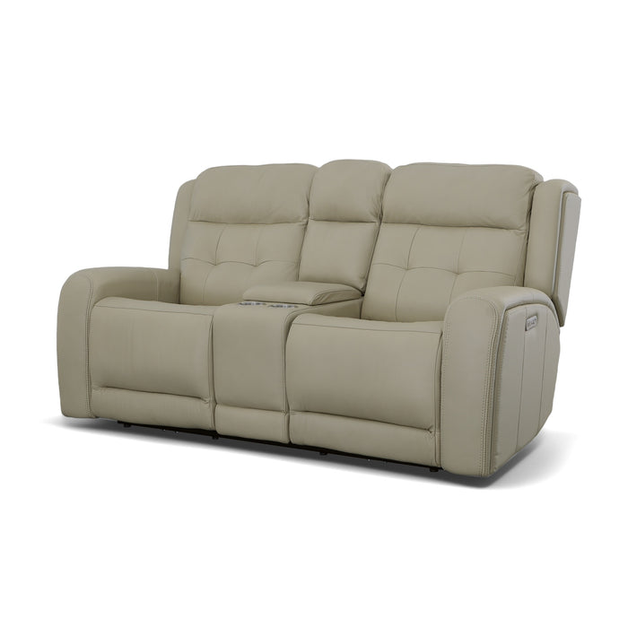 leather loveseat console flexsteel