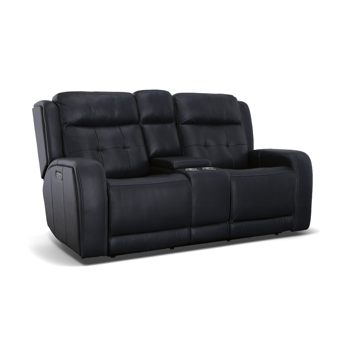 Leather Loveseat console flexsteel