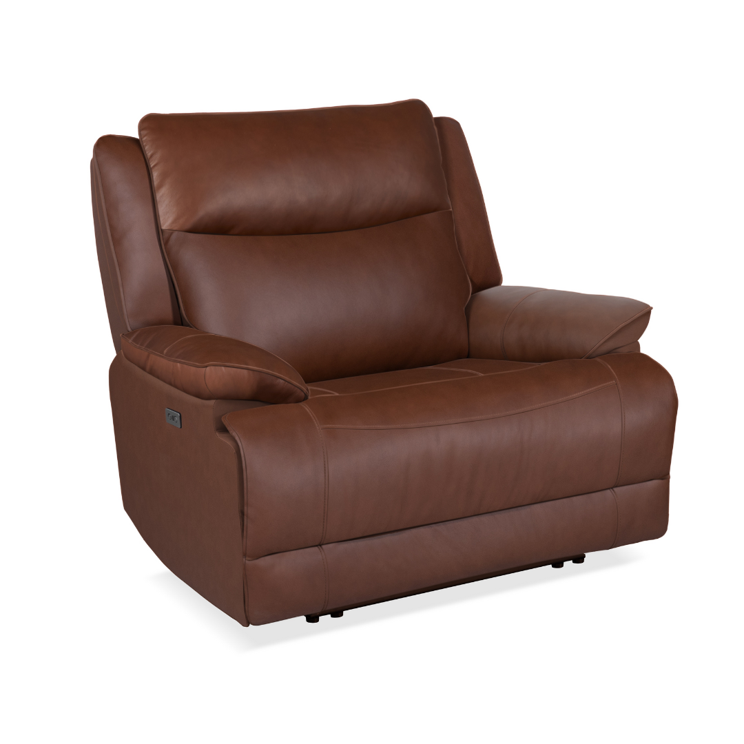 Leather Pecan Big & Tall Power Recliner by Warehouse M