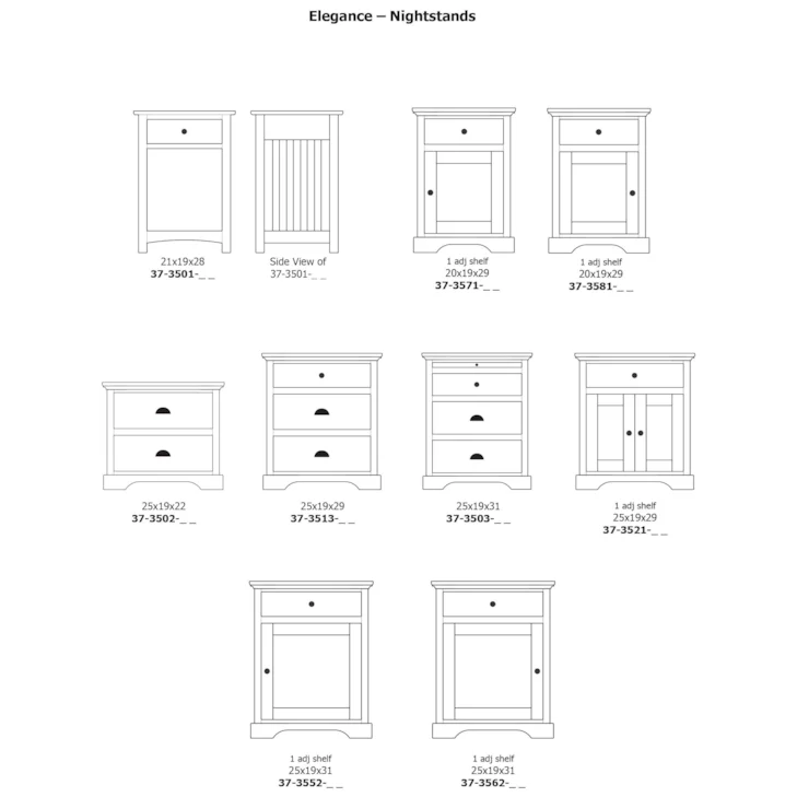 Elegance 3-Drawer Nightstand with Pullout Shelf by Daniel's Amish