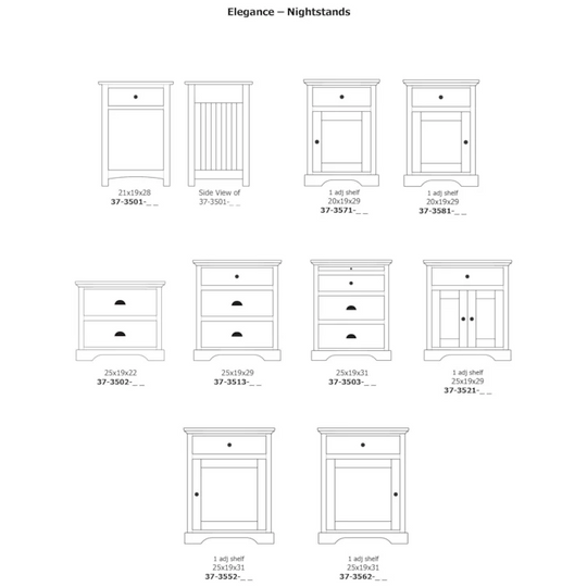 Elegance 1-Drawer Nightstand with 2 Drawers by Daniel's Amish