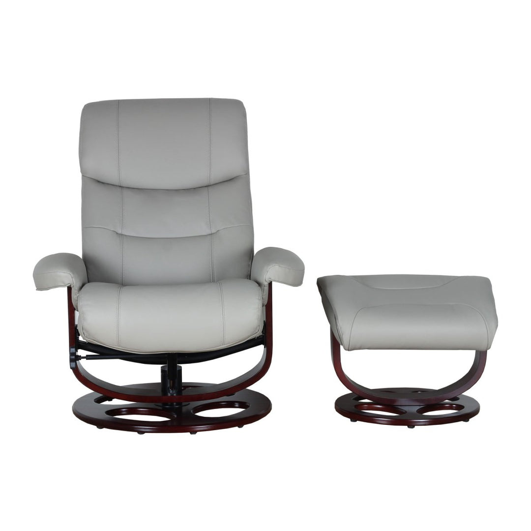 Dawson Pedestal Leather Reclining Chair & Ottoman by Barcalounger