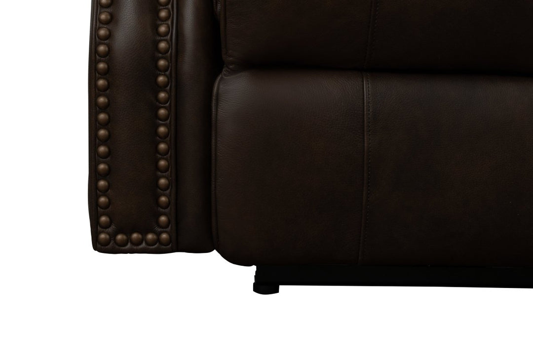 Studding Closeup Blair Big and Tall Power Leather Recliner by Barcalounger