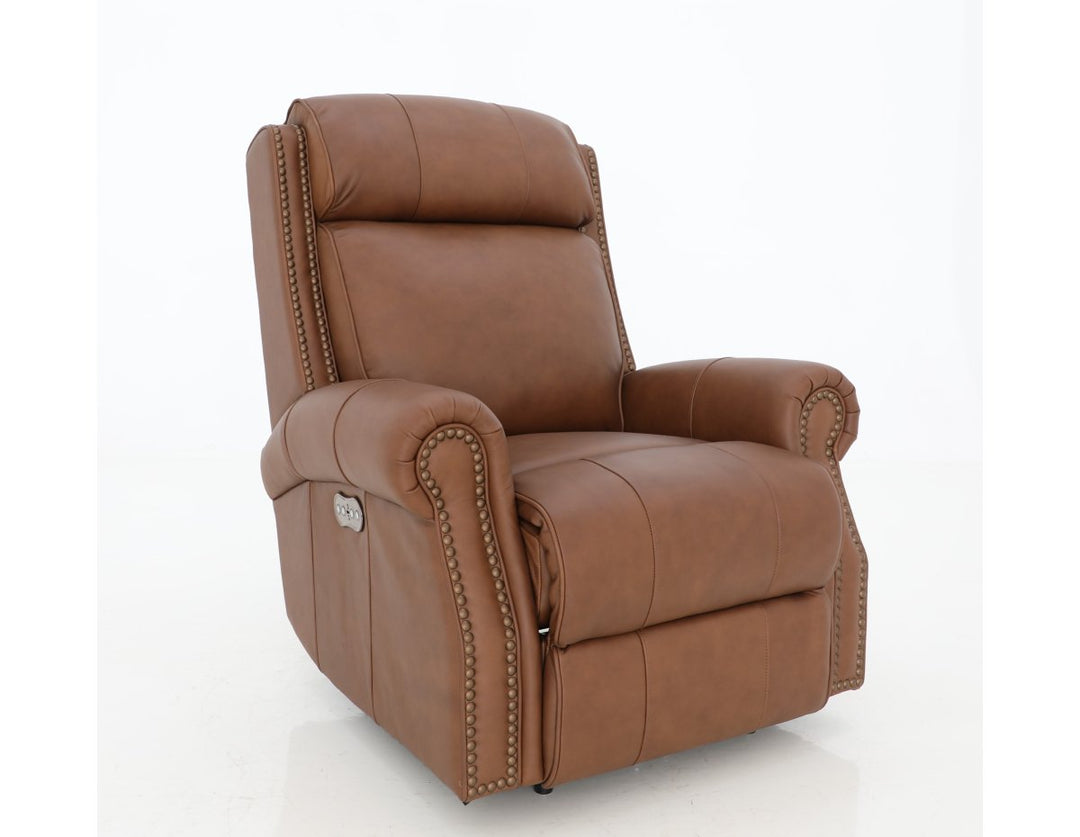 Brown Blair Big and Tall Power Leather Recliner by Barcalounger