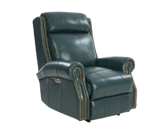 Teal Blair Big and Tall Power Leather Recliner by Barcalounger