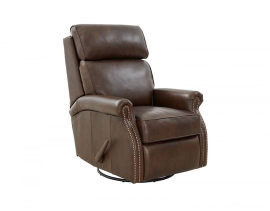 Dark Brown Crews Manual Leather Recliner by Barcalounger