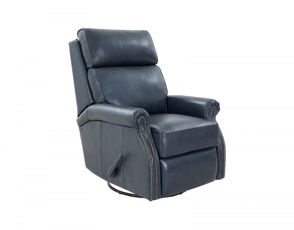 Teal Crews Manual Leather Recliner by Barcalounger