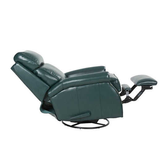 Reclined Position Crews Manual Leather Recliner by Barcalounger