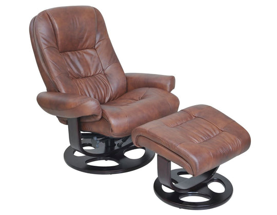 Jacque Pedestal Reclining Leather Chair & Ottoman by Barcalounger