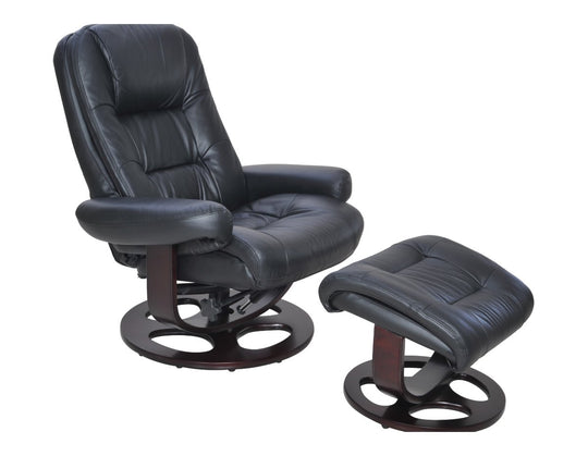 Jacque Pedestal Reclining Leather Chair & Ottoman by Barcalounger