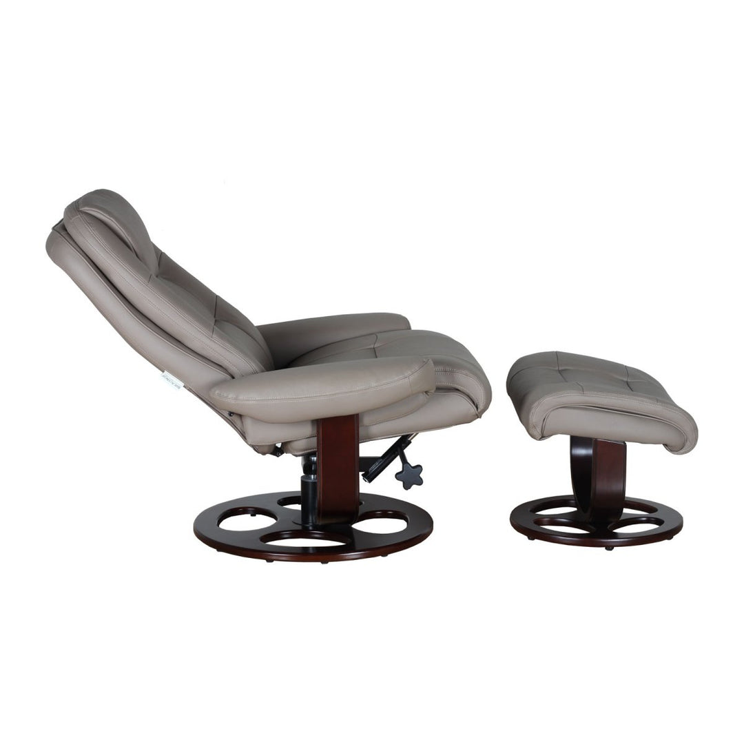 Jacque Pedestal Reclining Leather Chair & Ottoman by Barcalounger