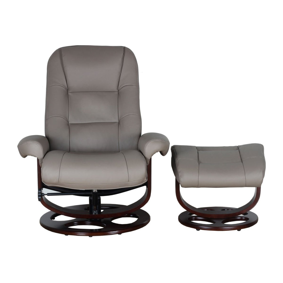 Jacque Pedestal Reclining Leather Chair & Ottoman by Barcalounger