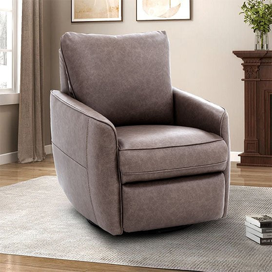 Maple Swivel Power Leather Recliner by Barcalounger