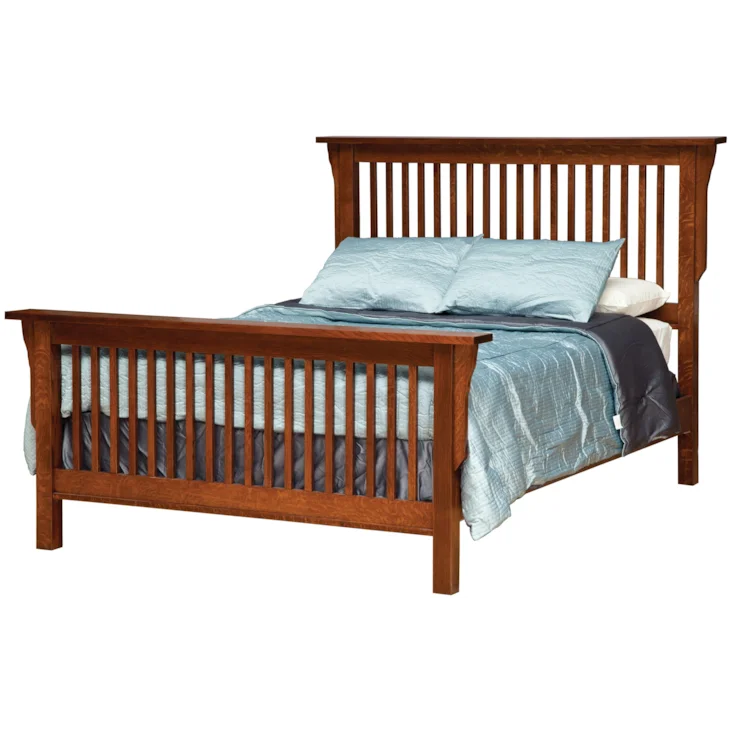Mission Frame Bed with Headboard & Footboard Slat Detail by Daniel's Amish