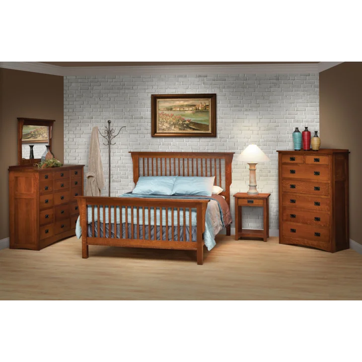 Mission Frame Bed with Headboard & Footboard Slat Detail by Daniel's Amish
