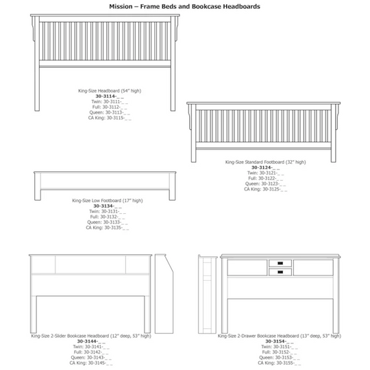 Mission Frame Bed with Headboard & Footboard Slat Detail by Daniel's Amish