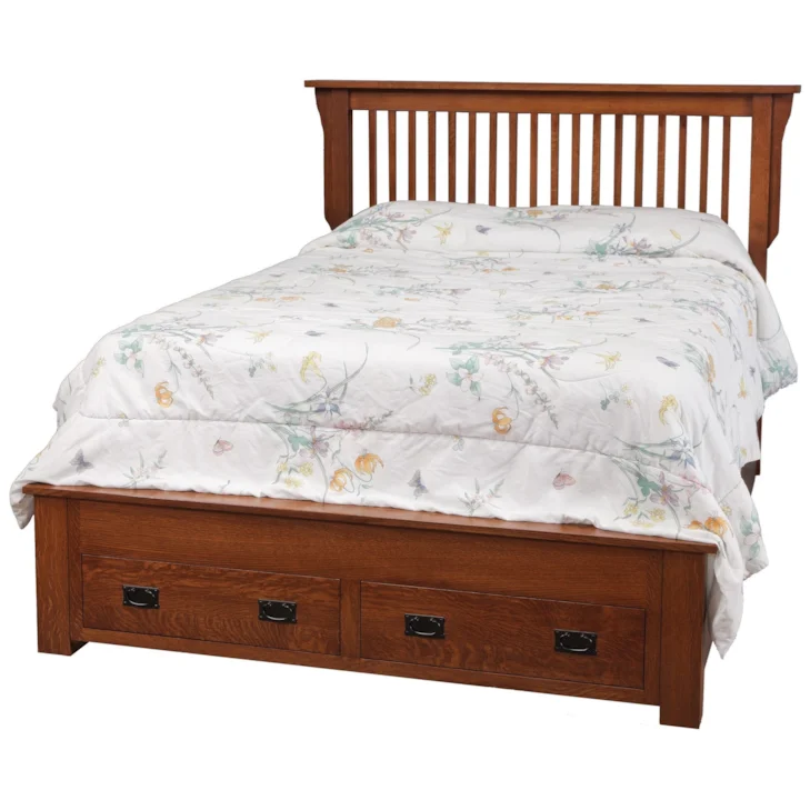 Mission Storage Bed with 2 Footboard End Drawers by Daniel's Amish