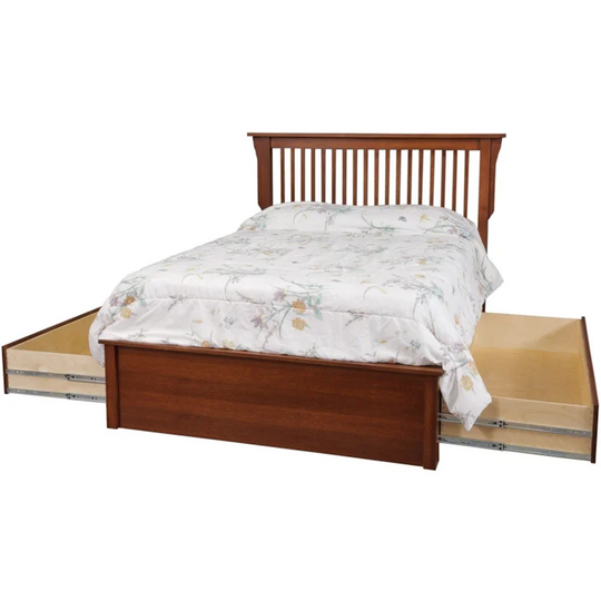Mission Pedestal Bed W/ 60" Storage Drawer on Each Side by Daniel's Amish