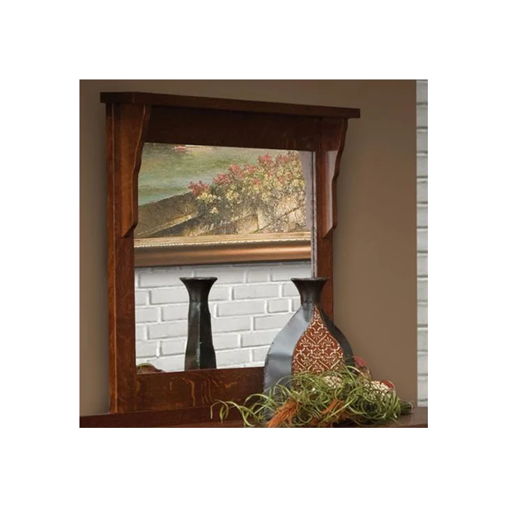 Mission 15-Drawer Solid Wood Triple Dresser with Landscape Mirror by Daniel's Amish