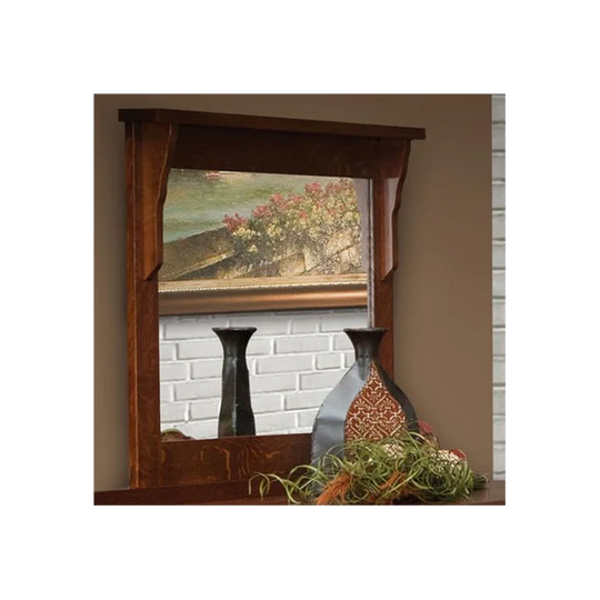 Mission 15-Drawer Solid Wood Triple Dresser with Landscape Mirror by Daniel's Amish