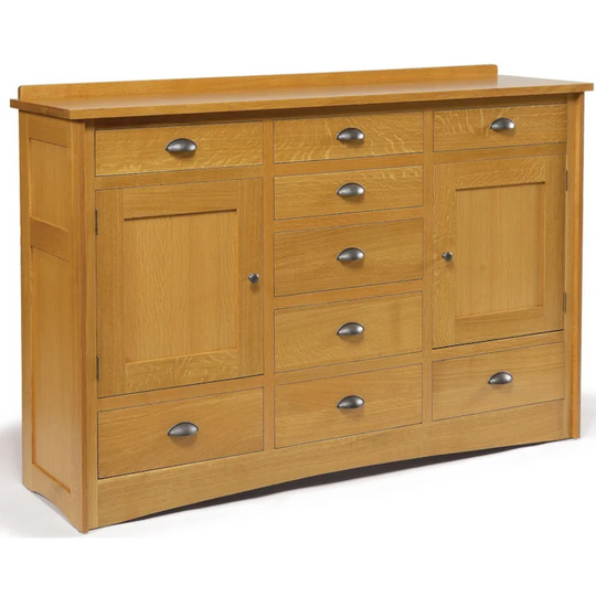 Mission 9-Drawer Solid Wood Triple Dresser with 2 Doors
