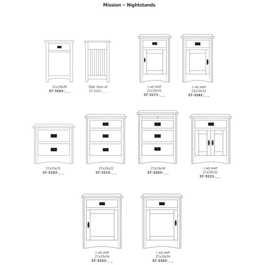 Mission 1-Drawer Nightstand with 1 Door by Daniel's Amish