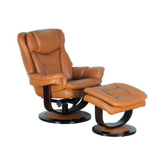 Roscoe Pedestal Reclining Leather Chair & Ottoman by Barcalounger