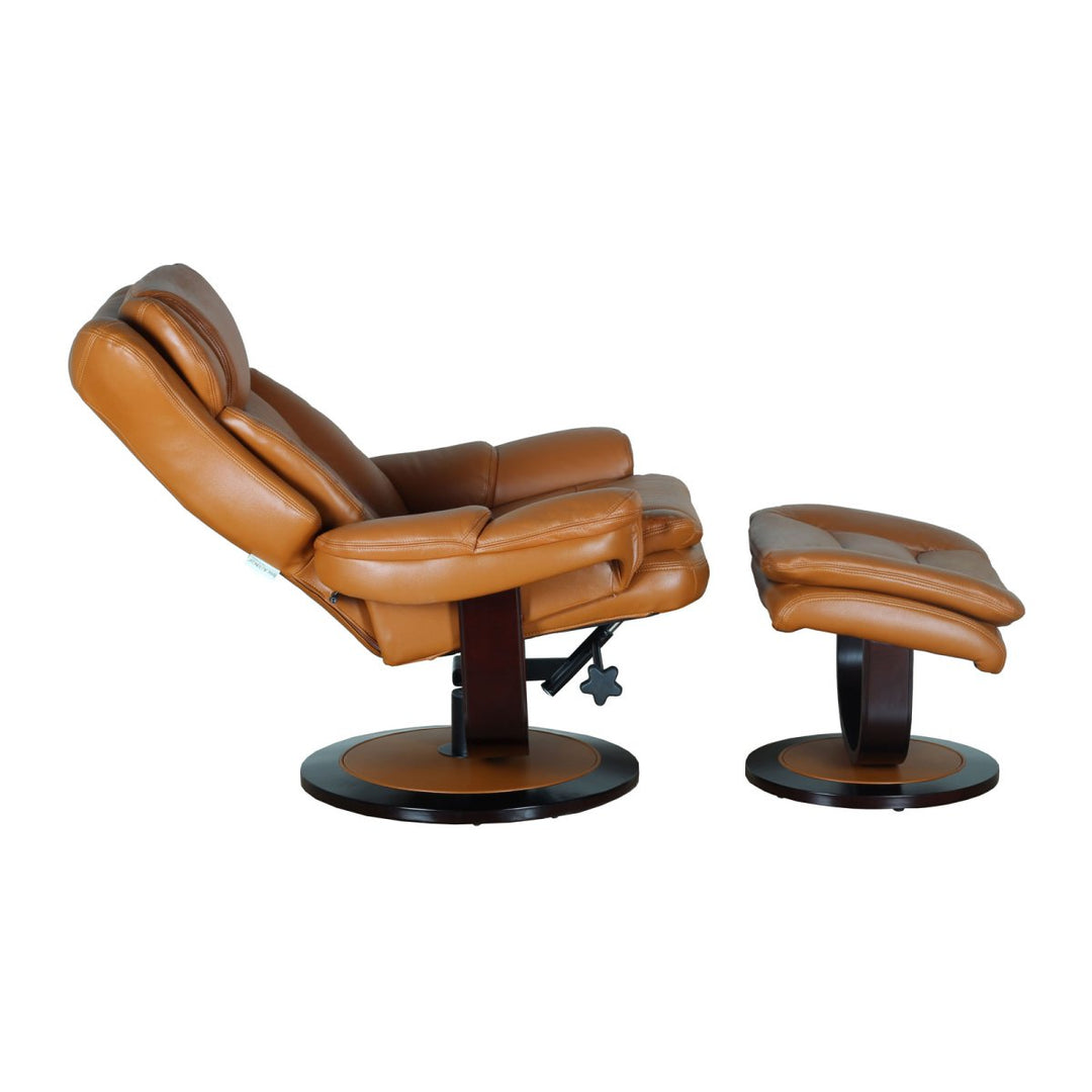 Roscoe Pedestal Reclining Leather Chair & Ottoman by Barcalounger