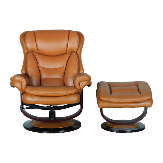 Roscoe Pedestal Reclining Leather Chair & Ottoman by Barcalounger